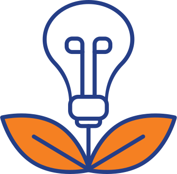 download (1) A blue and orange light bulb sitting on top of an orange leaf.