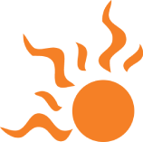 An orange sun icon with wavy rays extending outward.